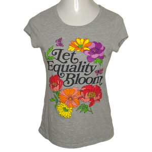 WOUND UP Let Equality Bloom Floral Retro Short Sleeve T-Shirt Large 11/13